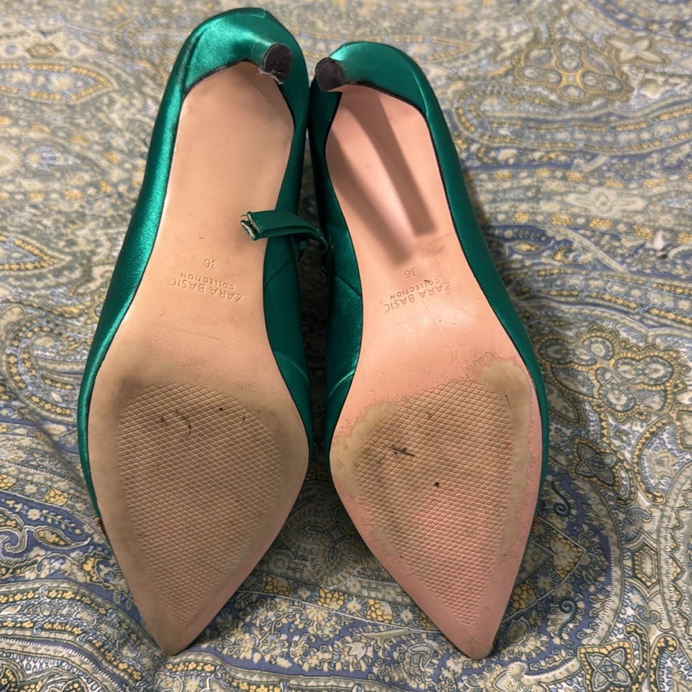 Zara Green Heeled Boots with Detailing sz 36(6) - Picture 4 of 7